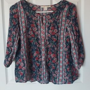 Floral peasant sweater
